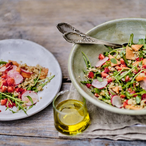 Salat med quinoa, jordbær og melon, Oliviers & Co
