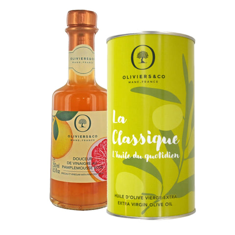 Olie eddike sæt med pink grapeeddike og la Classique ekstra jomfru olivenolie