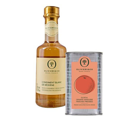 Olie & eddikesæt med blodappelsinolie og hvid balsamico fra Oliviers & Co